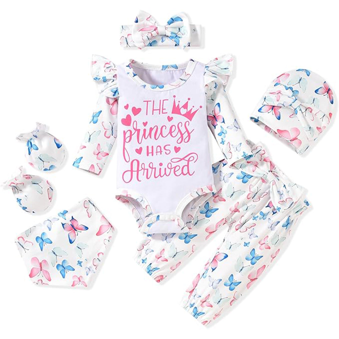 The Princess is Here Newborn Outfit Infant Romper Floral Pants 