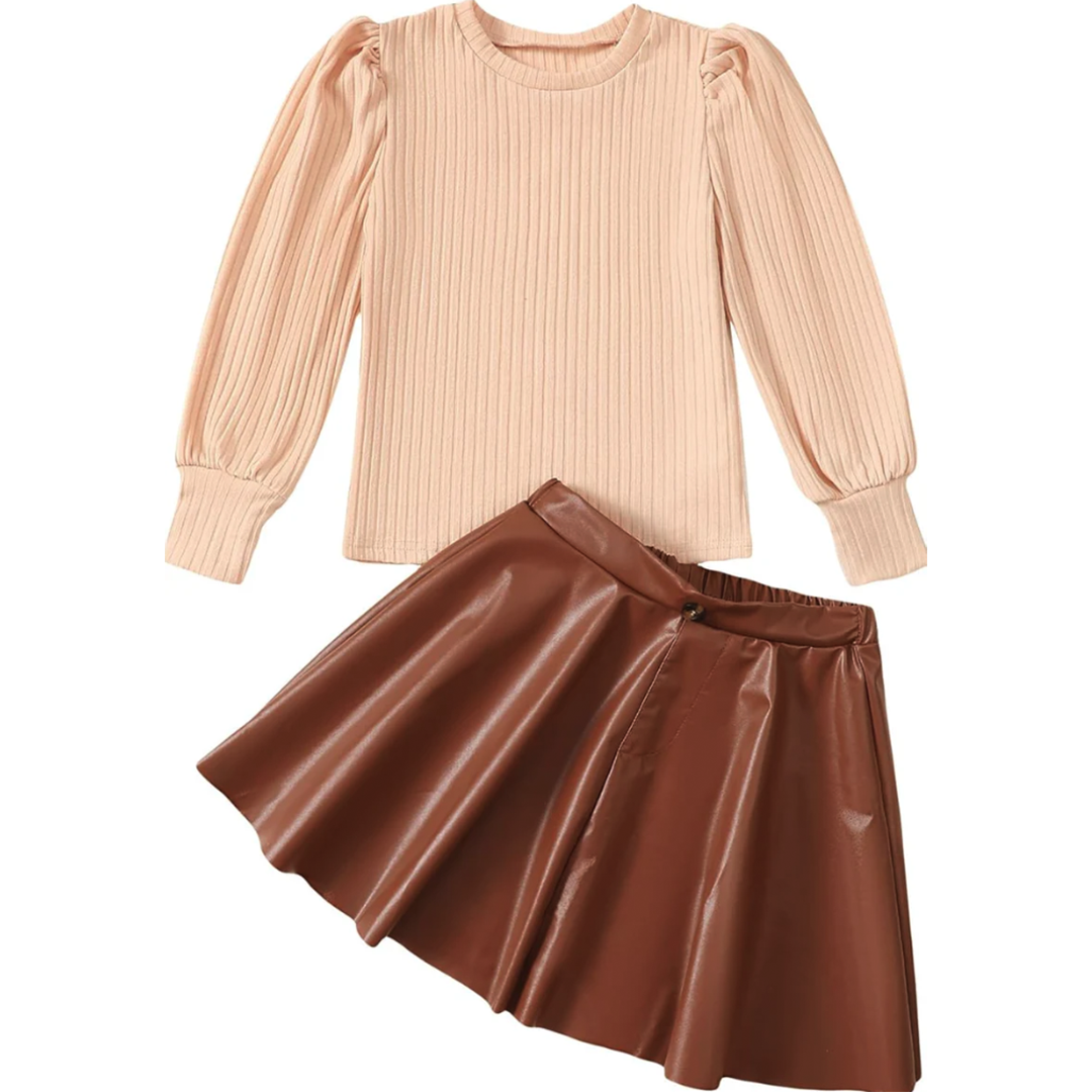 Pleated Skirt with Long Sleeve Top 