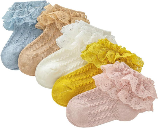 5 Pairs Toddler Baby Girl Ruffle Lace Socks 