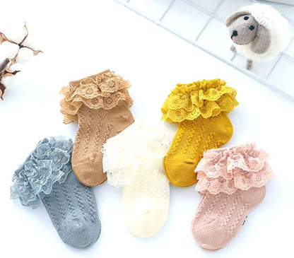 5 Pairs Toddler Baby Girl Ruffle Lace Socks 