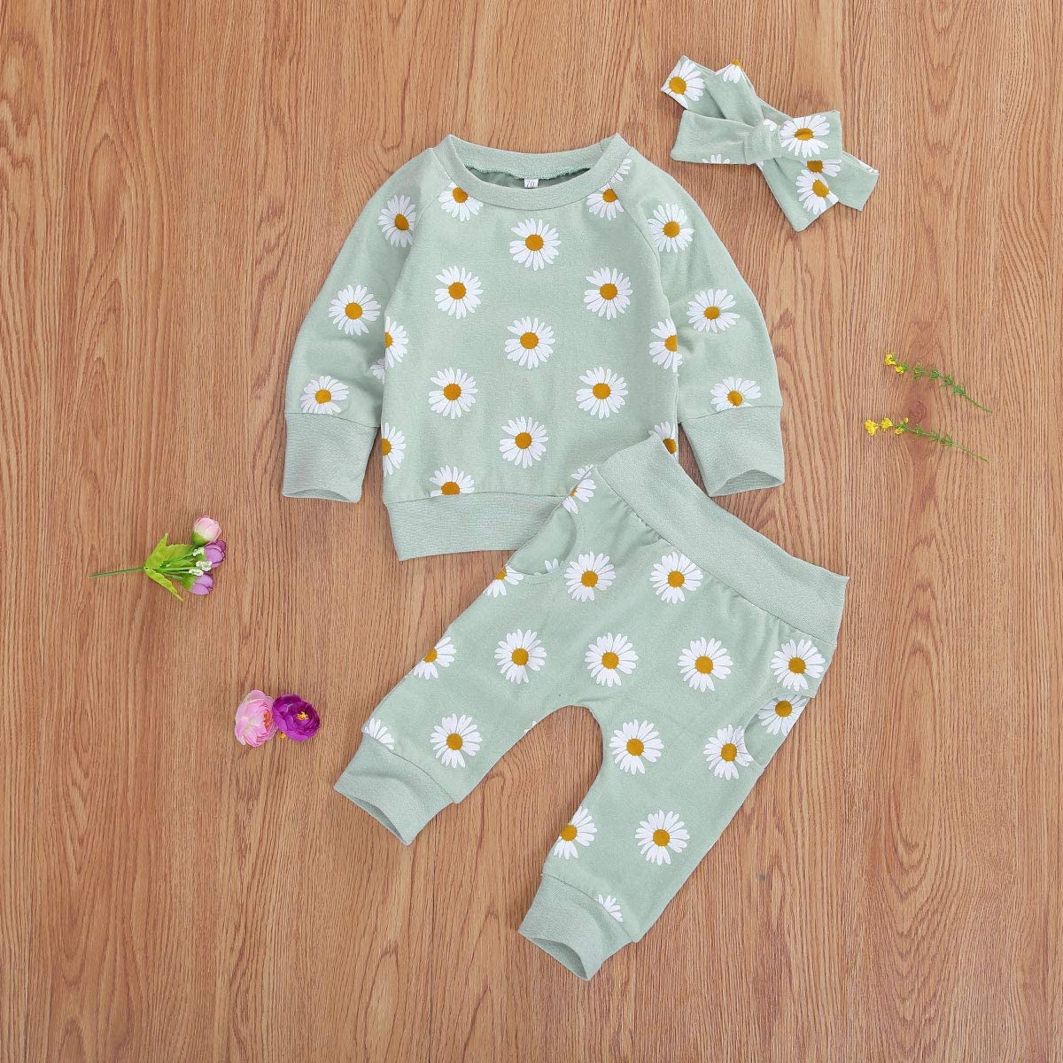 Infant Sweatshirt Top and Pants with Headband