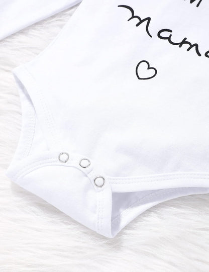 Newborn Infant Letter Print Romper Tops Pants Hat Headband 4PC Set