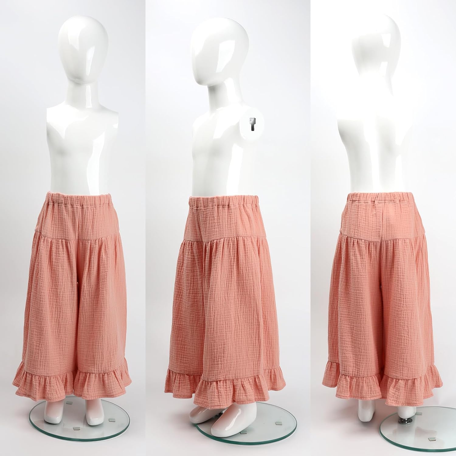 Soft Cotton Gauze Wide Leg Ruffled Pants