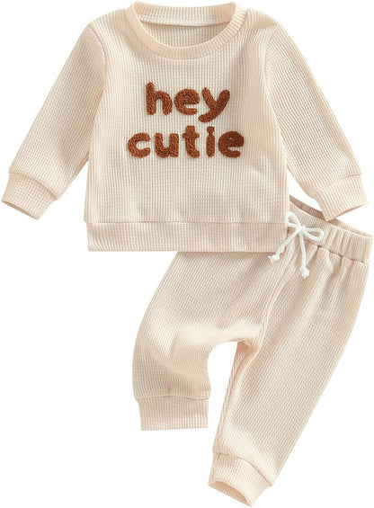 Hey Cutie or Dinosaur Long Sleeve Sweatshirt Pants 2pc Outfit 