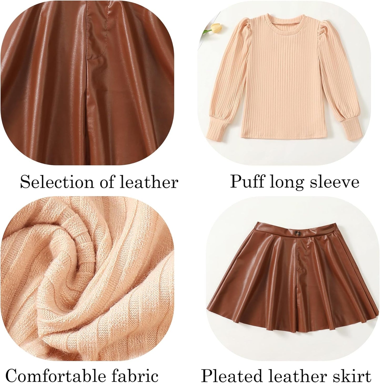 Pleated Skirt with Long Sleeve Top 