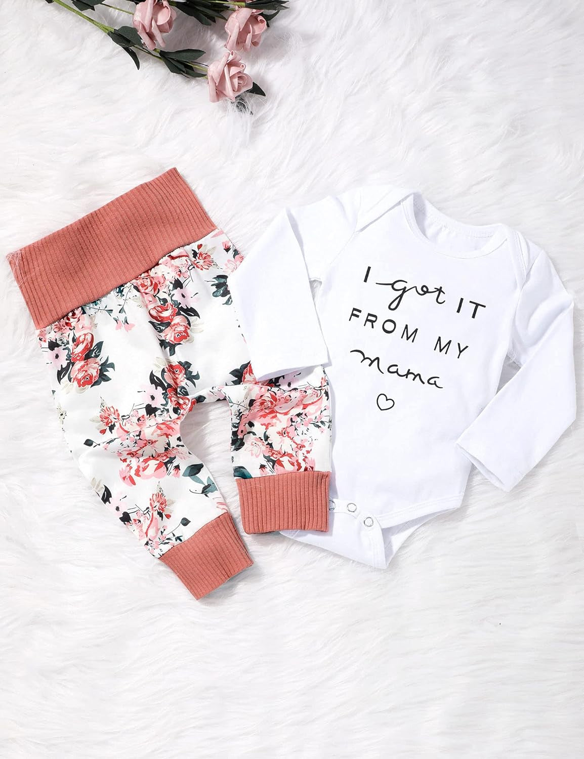 Newborn Infant Letter Print Romper Tops Pants Hat Headband 4PC Set