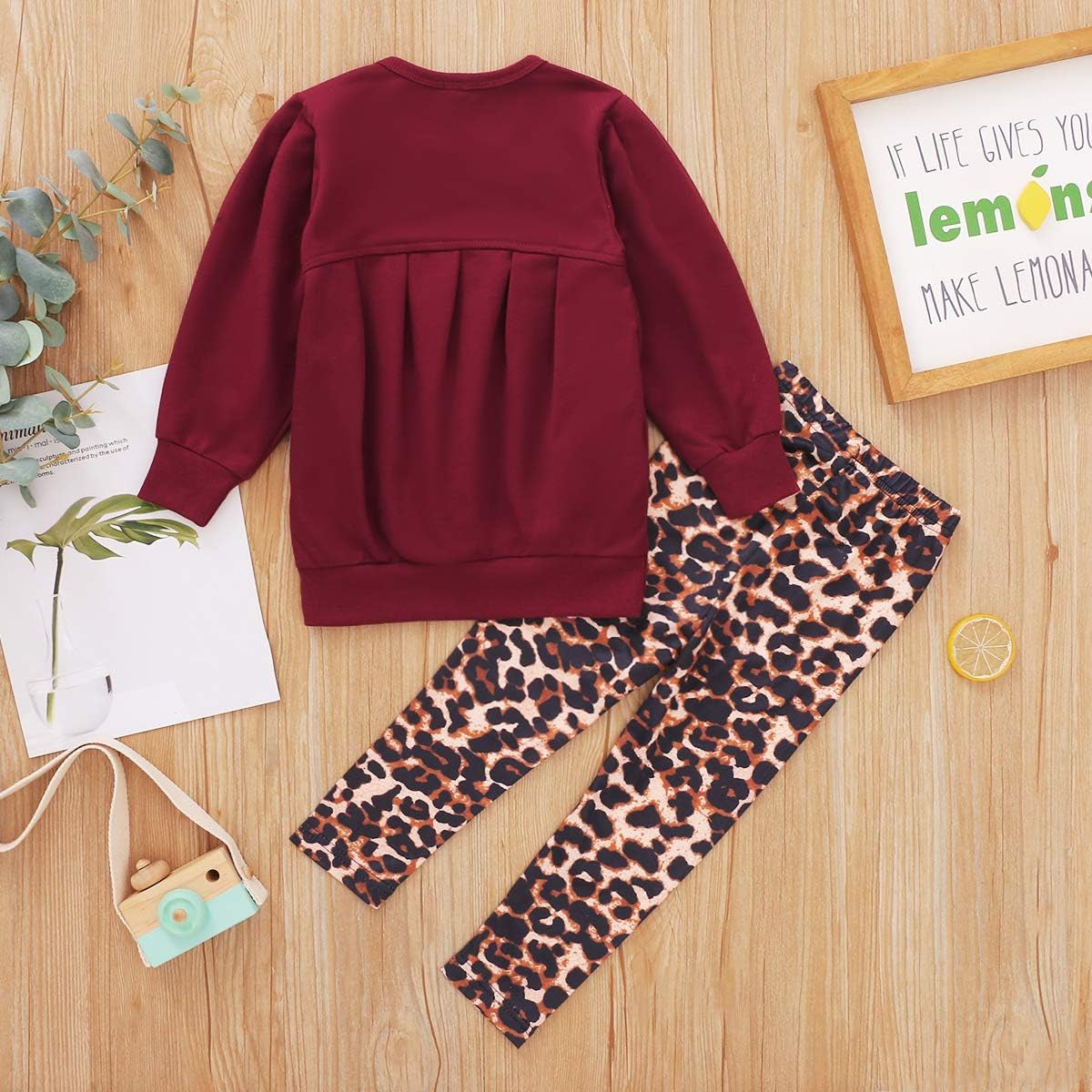 Long Sleeve Tops Leopard Print Long Pants Set