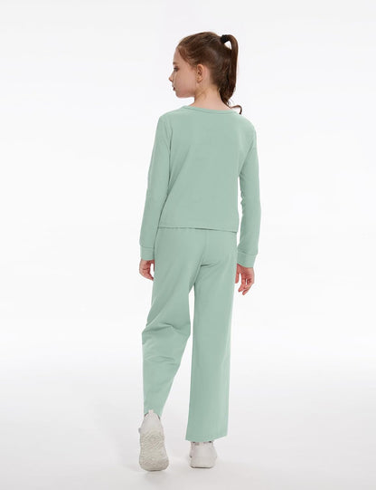 Solid Long Sleeve Twist Crop Top and Wide Leg Pants 