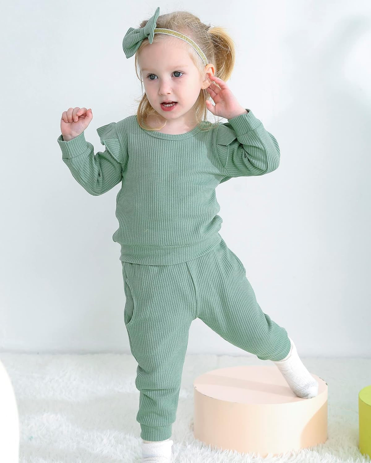 Infant Toddler Top Pants Sweatsuit With Headband